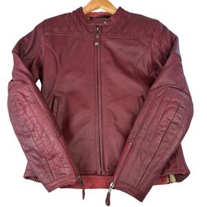 Roland Sands Design Trinity Oxblood Leather Moto Jacket Quilted Padded Women's S